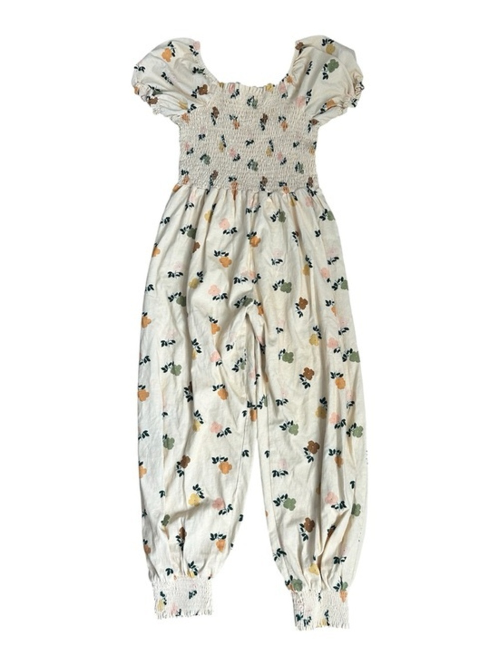SweetHoney Cream Floral Smocked Jumpsuit